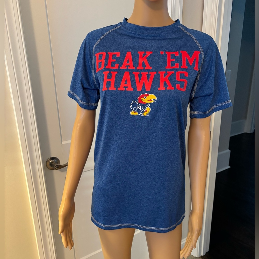 Blue Kids Shirt with 'Beak 'Em Hawks' Design